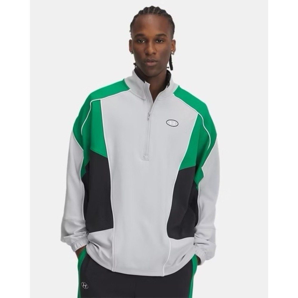 NEW Under Armour UA Mens Medium Tricot 1/2 Zip Best Level Colorblock Jacket $110